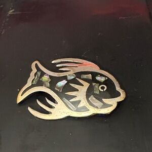 Artistic Alpaca Silver  Mother Of Pearl Brooch